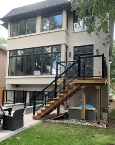 a glass outdoor railings design in Toronto