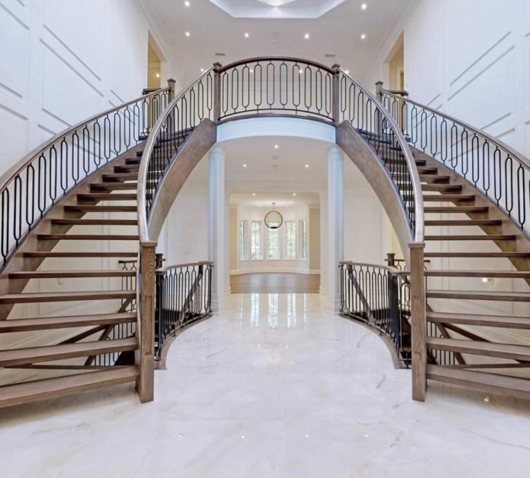 luxury curved stairs with wood