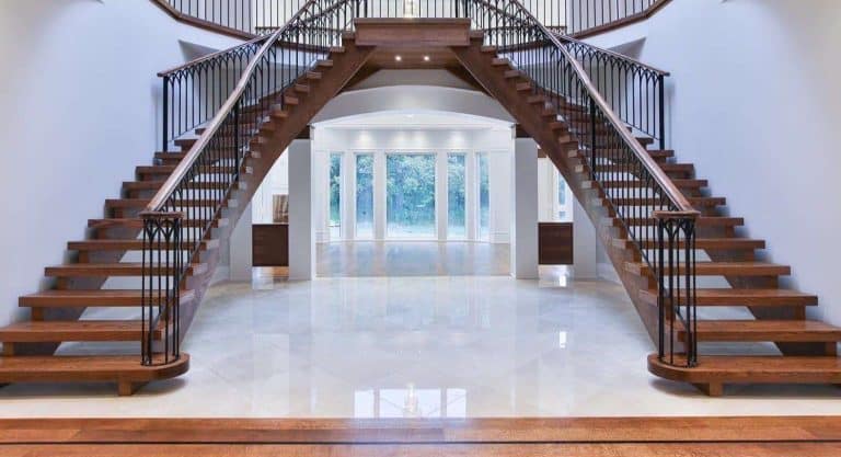 luxury double curved stairs interior design