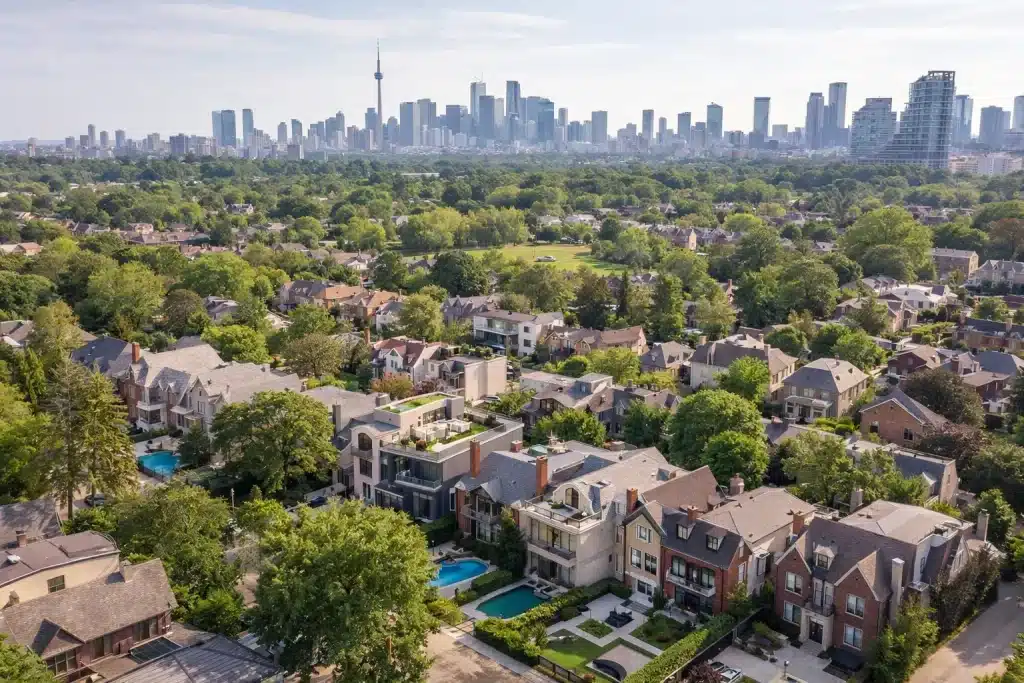 Residential neighbourhood homes in Toronto where custom stairs and railings are installed